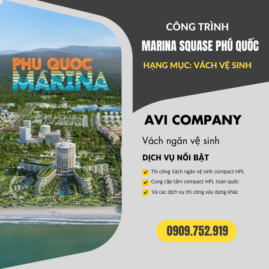 Công Trình Thi Công Vách Ngăn Vệ Sinh Tại Marina Square Phú Quốc – Giải Pháp Compact HPL Cao Cấp